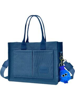 Women Dark Blue Crossbody Tote Bag Pockets Laptop Work Shoulder Bag